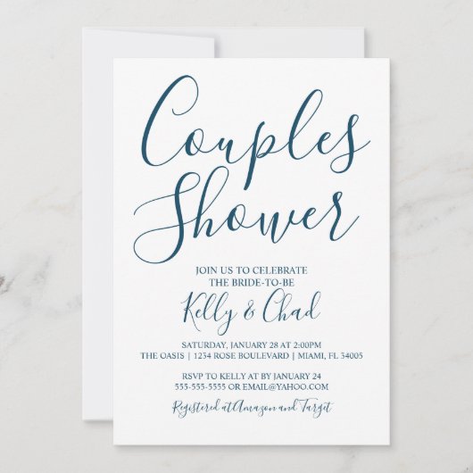 Shower-uitnodiging voor marinesoorten en witte par kaart (Voorkant)