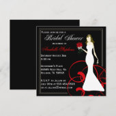 Shower-uitnodiging voor zwart-wit en rood kaart (Voorkant / Achterkant)