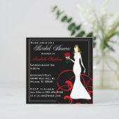 Shower-uitnodiging voor zwart-wit en rood kaart (Staand voorkant)