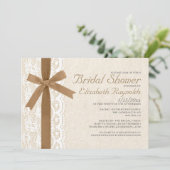 Shower-uitnodigingen in Brown Bow & Lace Bridal Kaart (Staand voorkant)
