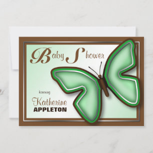 Shower-uitnodigingen voor Brown & Green Butterfly Kaart