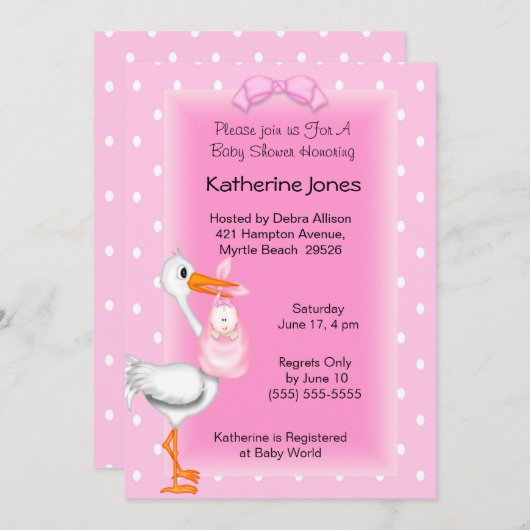 Shower-uitnodigingen voor winkels en babymeisjes kaart (Voorkant / Achterkant)