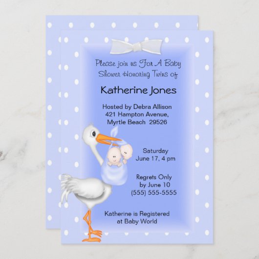 Shower-uitnodigingen voor winkels en tweelingdozen kaart (Voorkant / Achterkant)