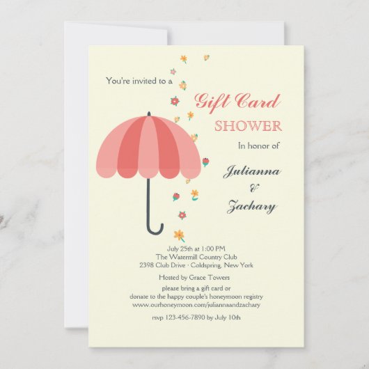 Shower Umbrella Invitation Kaart (Voorkant)