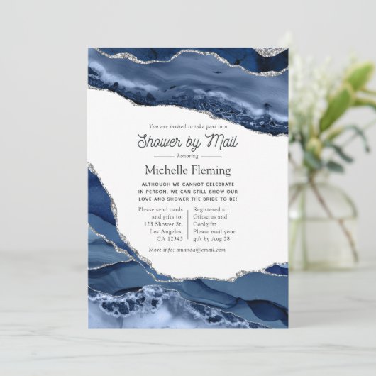 Shower van Navy en Silver Agate per Mail Kaart (Staand voorkant)
