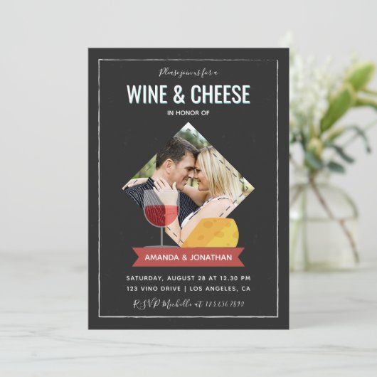 Shower/Verloving voor wijn- en kaasparen Kaart (Staand voorkant)