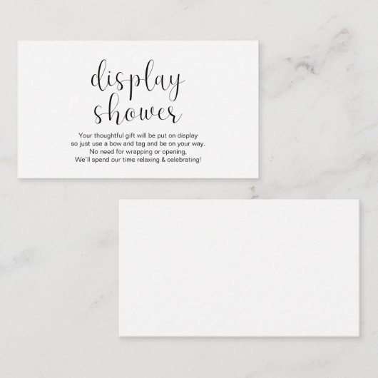 Shower voor bruiloft, minimaal, zwart, informatiekaartje (Voorkant / Achterkant)