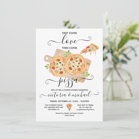 Shower voor Love & Pizza Couples Kaart (Staand voorkant)