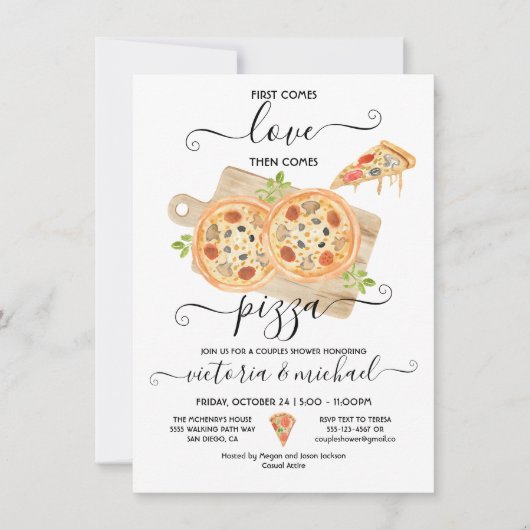 Shower voor Love & Pizza Couples Kaart (Voorkant)