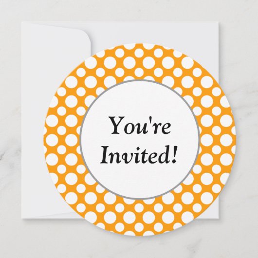 Shower White Polka Dots Oraqnge Round Invitation Kaart (Voorkant)