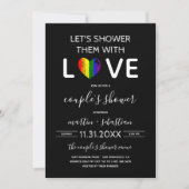 Shower with Love RainbowHeart LGBT Couple's Shower Kaart (Voorkant)