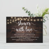 Shower with Love, Rustic Vrijgezellenfeest Party Kaart (Staand voorkant)