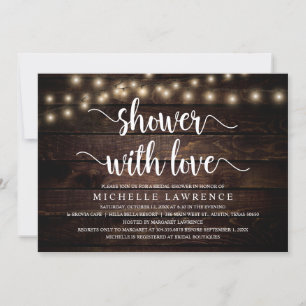 Shower with Love, Rustic Vrijgezellenfeest Party Kaart