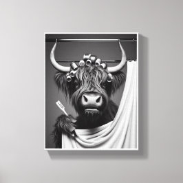 Showering Highland Heifer Canvas Afdruk