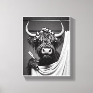 Showering Highland Heifer Canvas Afdruk