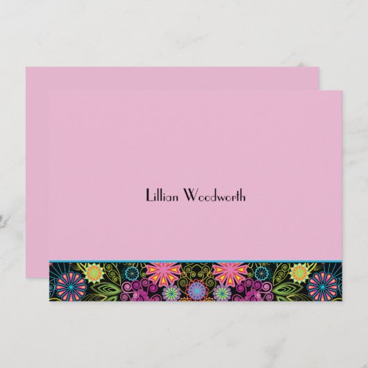 Showers of Brightness Pink Personalized Notecard Kaart (Voorkant / Achterkant)