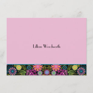 Showers of Brightness Pink Personalized Notecard Kaart
