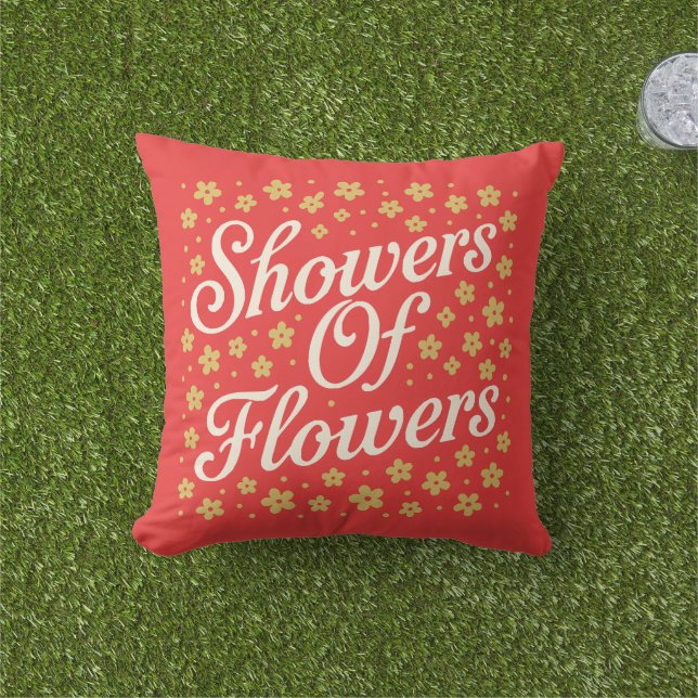 Showers of Flowers Word Art Buitenkussen (Gras)
