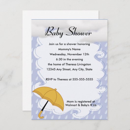 Showers of Happiness Baby shower Uitnodiging (Voorkant / Achterkant)