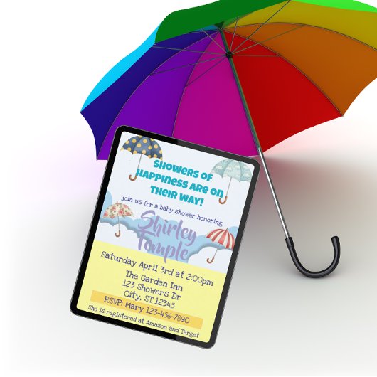 Showers of Happiness Umbrella Baby Shower Kaart