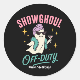 Showghoul Uit-Dienst Retro Halloween Glam Geest Pl Ronde Sticker
