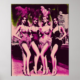 Showgirl Baddies Roze en Groen Risograaf Poster