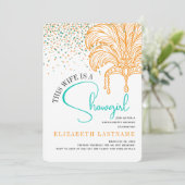 Showgirl Bride Era Orange Teal Bachelorette Party Kaart (Staand voorkant)