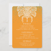 Showgirl Bride Era Orange Teal Bachelorette Party Kaart (Achterkant)