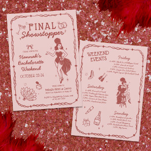 Showgirl Final Showstopper Bachelorette Uitnodigin Kaart