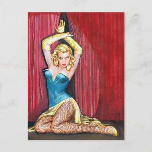 Showgirl Pinup Briefkaart (Voorkant)