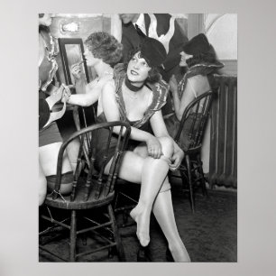 Showgirls Backstage, 1926. Oude foto Poster