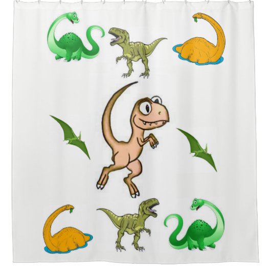 Showgordijndinosaurussen Douchegordijn (Voorkant)