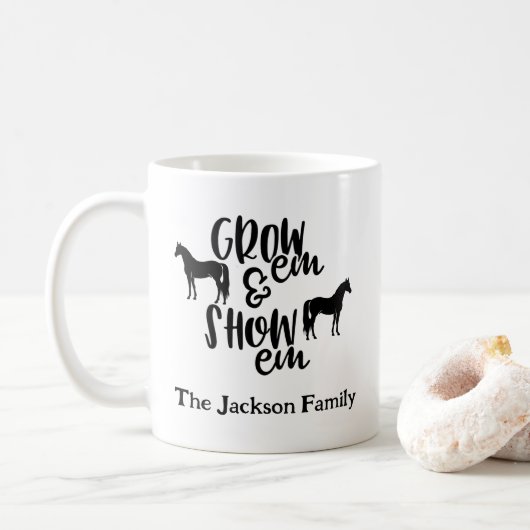 Showpaard Aangepaste Naam Koffiemok (Met donut)