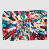 Showred blue op verdraaide tegels en zandeffect golfhanddoek (Horizontaal)