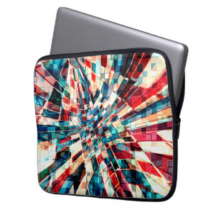 Showred blue op verdraaide tegels en zandeffect laptop sleeve