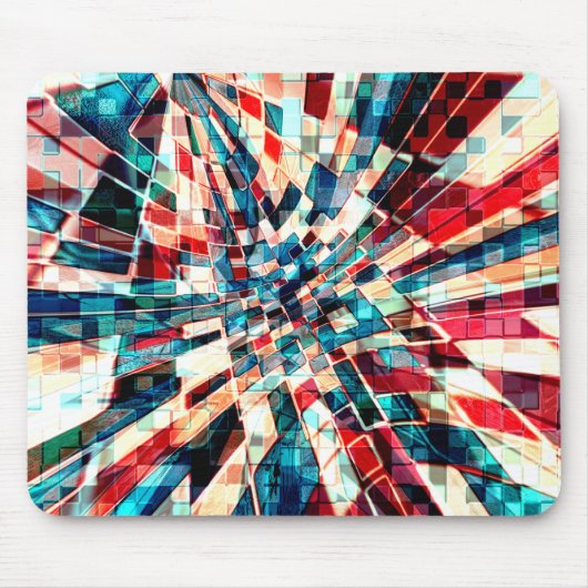 Showred blue op verdraaide tegels en zandeffect muismat (Voorkant)