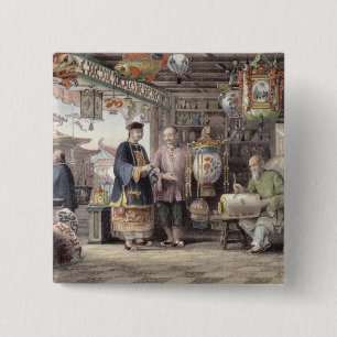 Showroom van een Lantaarns-koopman in Peking, van  Vierkante Button 5,1 Cm