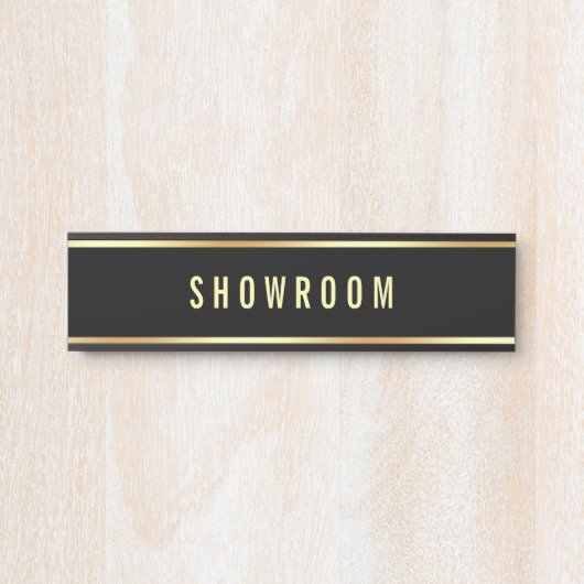 Showroom Zwart Goud  Tekst Sjabloon Deurbordje (Voorkant)