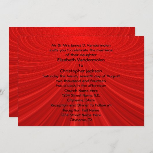 Showstopper Red Wedding Uitnodigen Kaart (Voorkant / Achterkant)