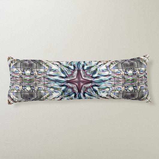 Showtextuur kaleidoscoop in zandige zilverkleuren lichaamskussen (Achterkant)