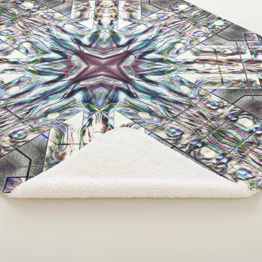 Showtextuur kaleidoscoop in zandige zilverkleuren sherpa deken (3/4)