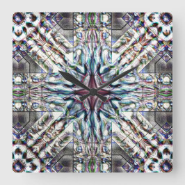 Showtextuur kaleidoscoop in zandige zilverkleuren vierkante klok