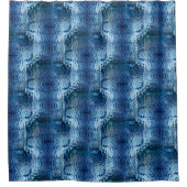 Showy blue hammered gebogen herhaling van glas douchegordijn (Voorkant)
