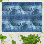 Showy blue hammered gebogen herhaling van glas theedoek (Gevouwen)