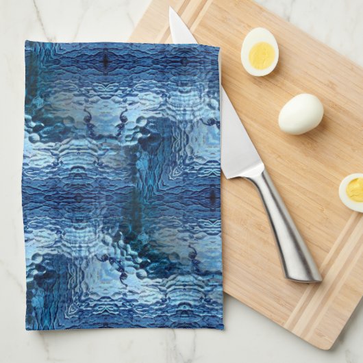 Showy blue hammered gebogen herhaling van glas theedoek (Quarter Fold)