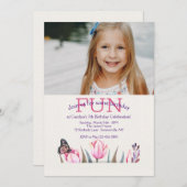 Showy Butterfly Foto Verjaardag Uitnodiging (Voorkant / Achterkant)