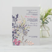 Showy Floral Invitation Kaart (Staand voorkant)