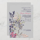 Showy Floral Invitation Kaart (Voorkant / Achterkant)