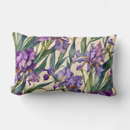 Showy Paarse Iris op Ecru Scroll Kussen