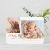 Showy Script Photo Birth Notice Aankondiging (Staand voorkant)